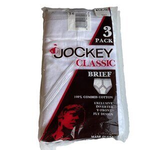 NIP Vintage Mens Jockey Classic White Briefs 3 PACK Size 36 1987 Made In USA